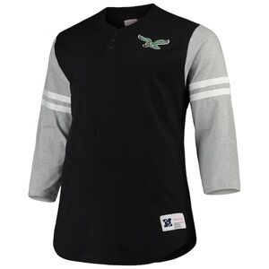Mitchell & Ness 3/4 Sleeve Philadelphia Eagles Henley Baseball Tee